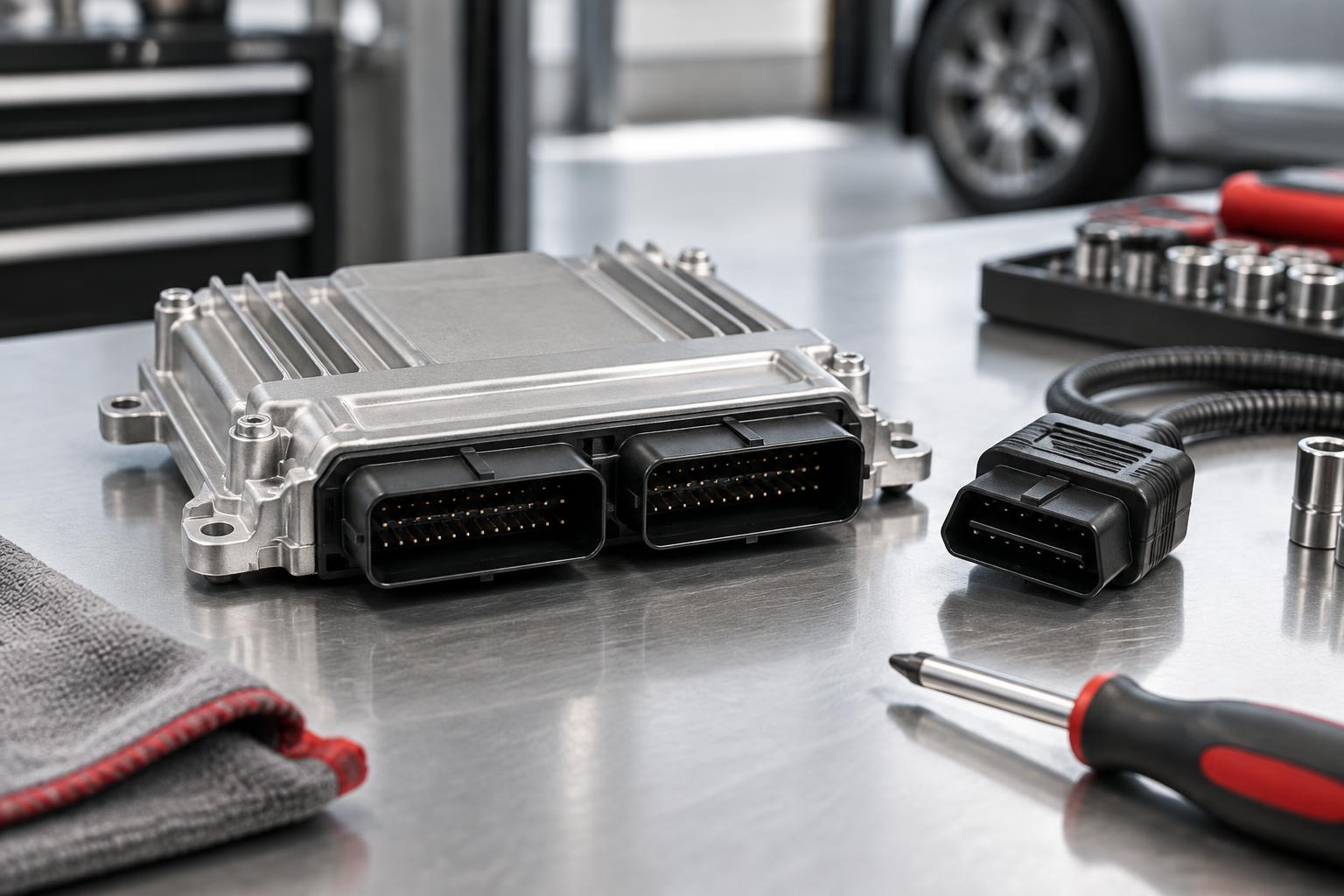Sterownik ECU na stanowisku diagnostycznym